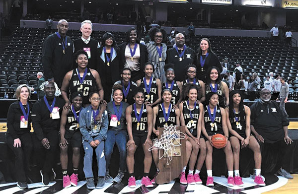   The Warren Central Lady Warriors won the Class 4A Championship Feb. 24, defeating Zionsville 50-46. This is the first girl’s basketball state crown for Warren. Maray Bell was given the Roy Mental Attitude Award. The team ended the season 20-7.