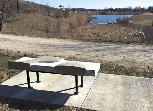 submitted photoPogue’s Run Art and Nature Park has received significant upgrades, including  this new bench made by Martin Beech. The public park is open dawn to dusk at 23rd and Dequincey on the east side.