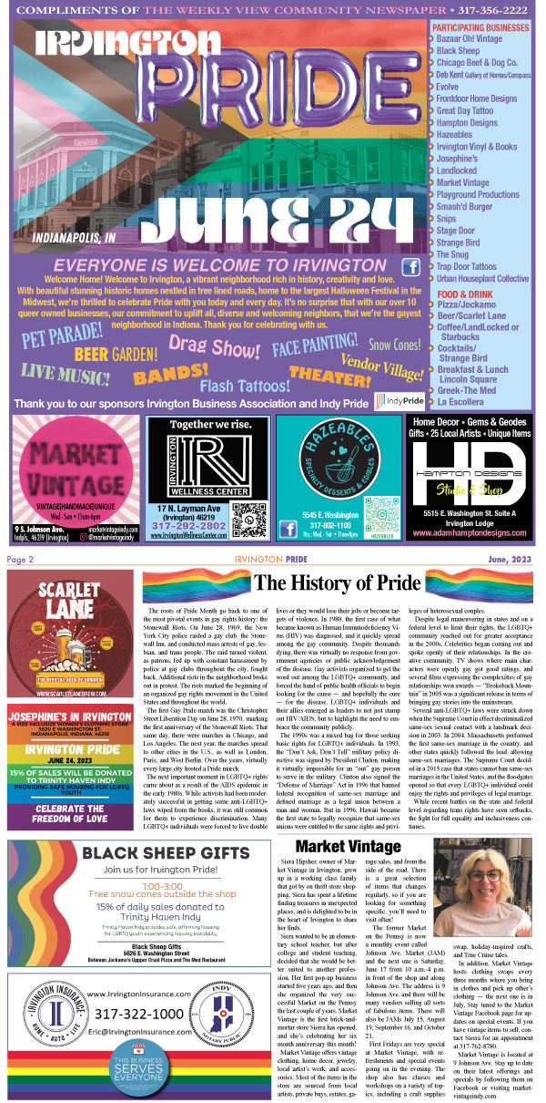Irvington Pride Special Publication Weekly View